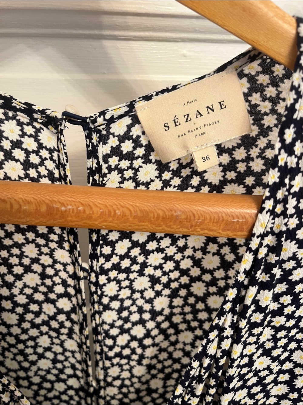 Sezane Black and White Floral Wrap Jumpsuit